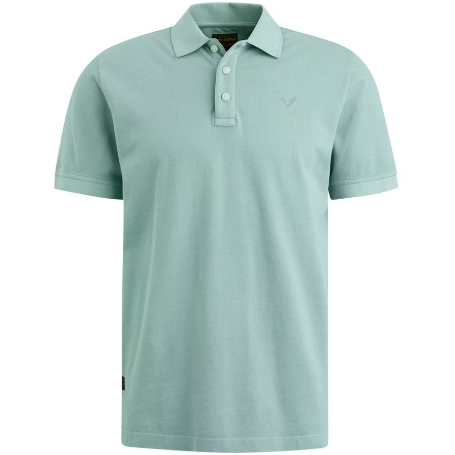 Short sleeve polo garment dyed piq