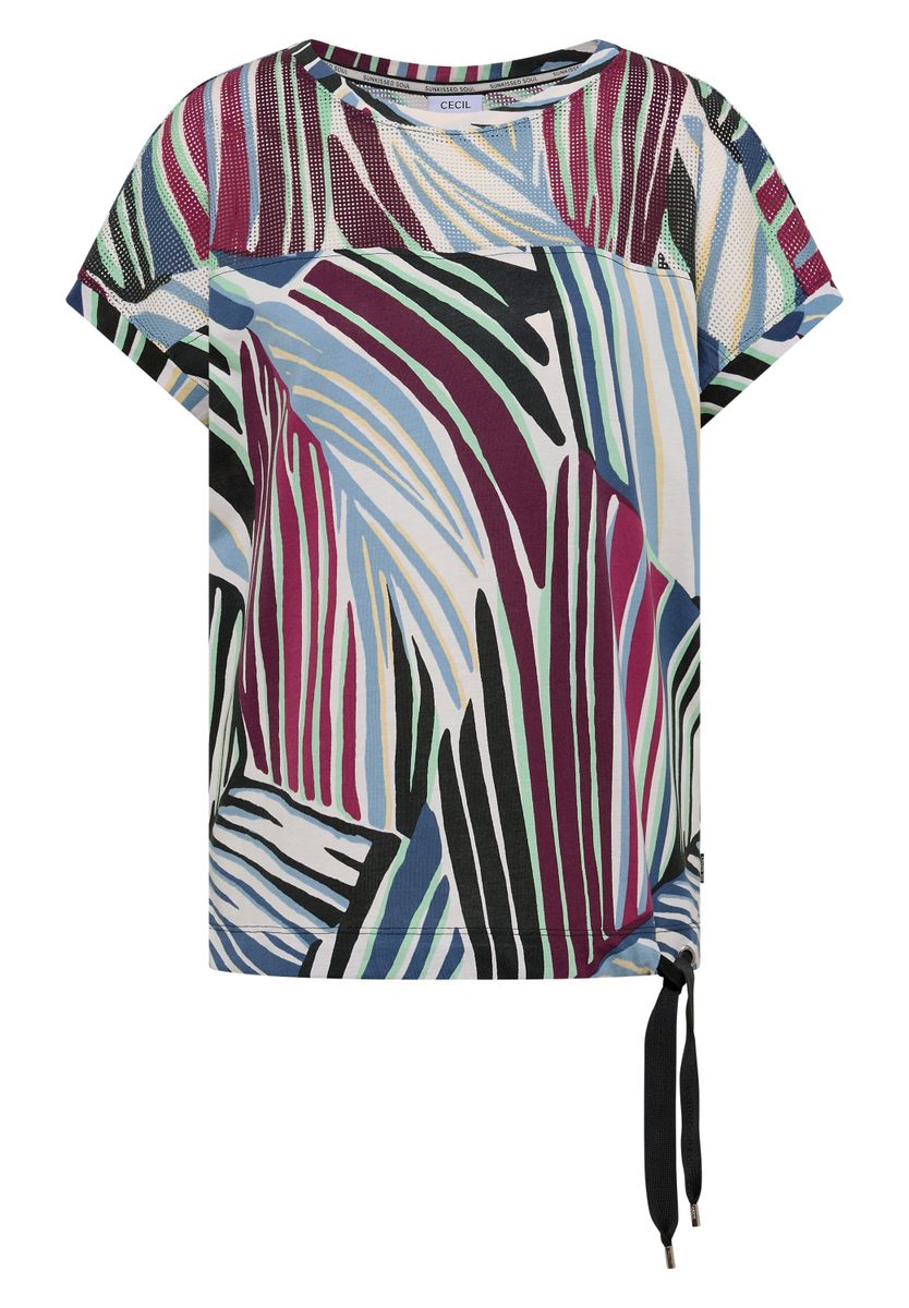 T-Shirt mit Boatneck und Mesh-Einsatz