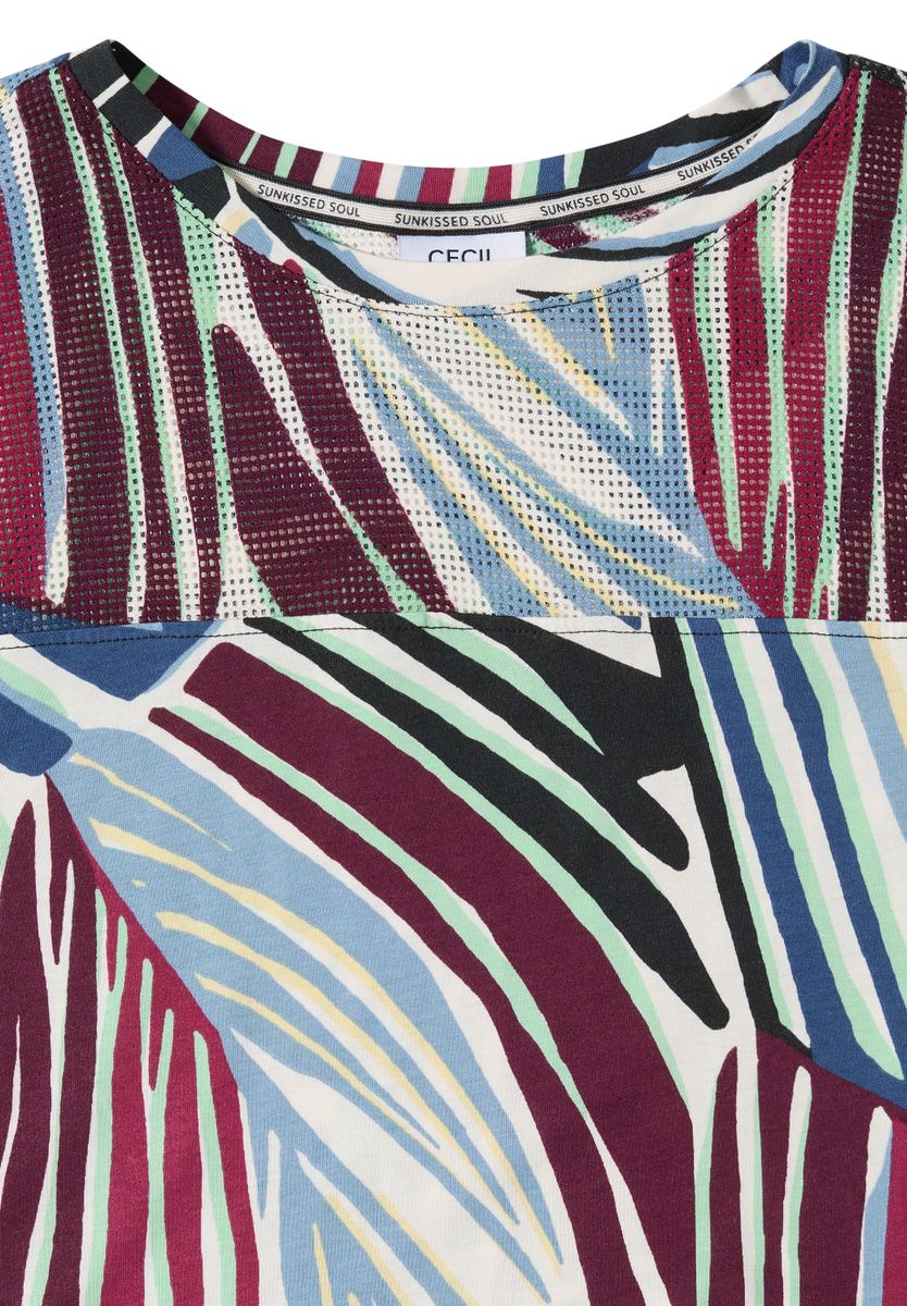T-Shirt mit Boatneck und Mesh-Einsatz
