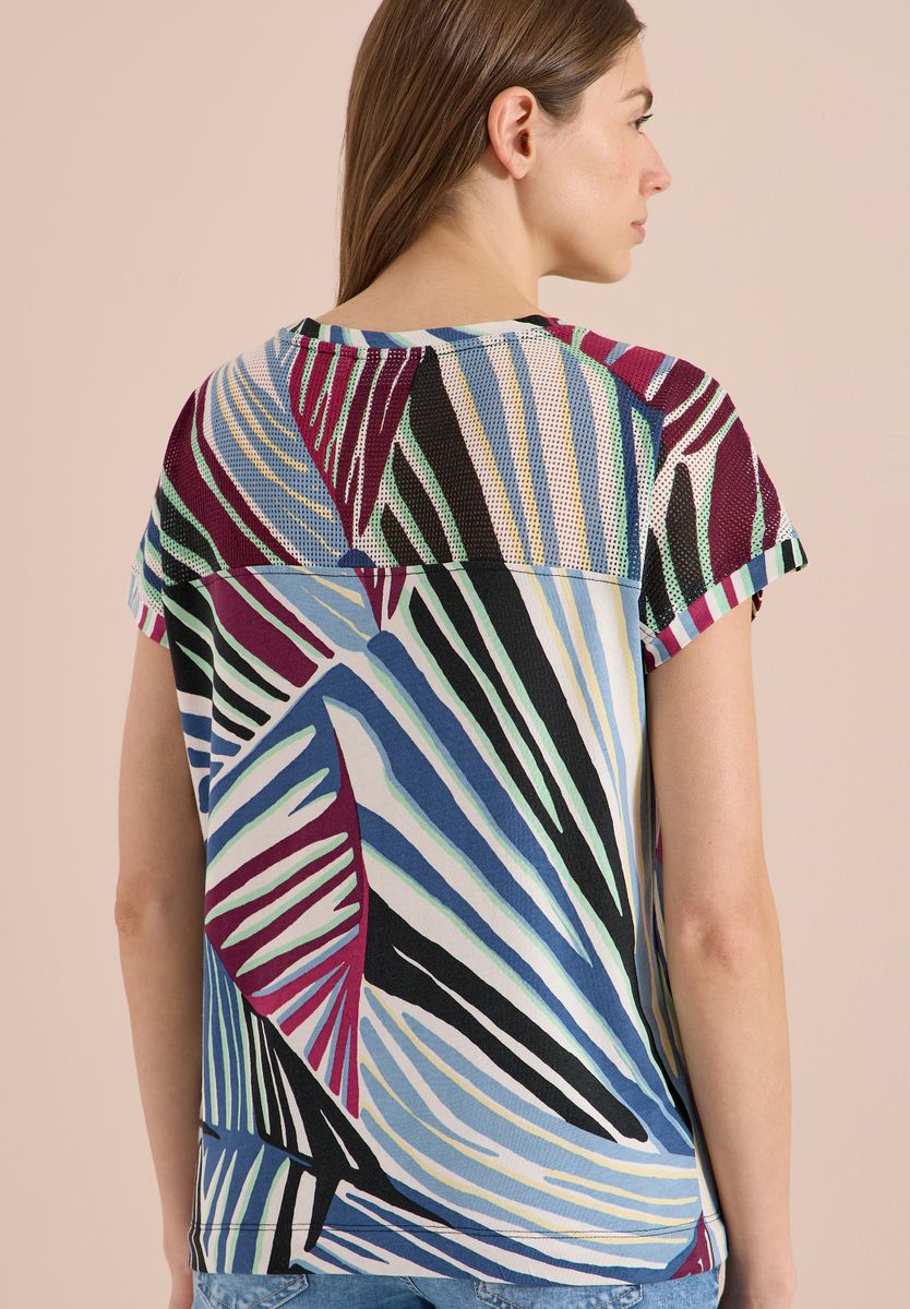 T-Shirt mit Boatneck und Mesh-Einsatz