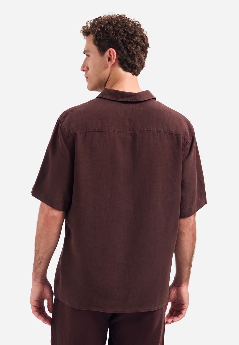 Shirt Short Sleeve With Linen, Garment Dyed