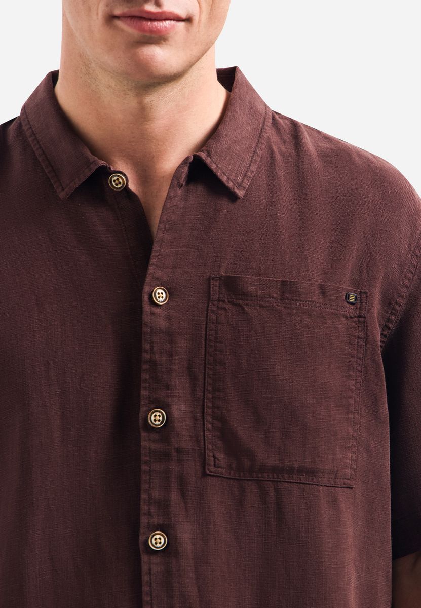 Shirt Short Sleeve With Linen, Garment Dyed