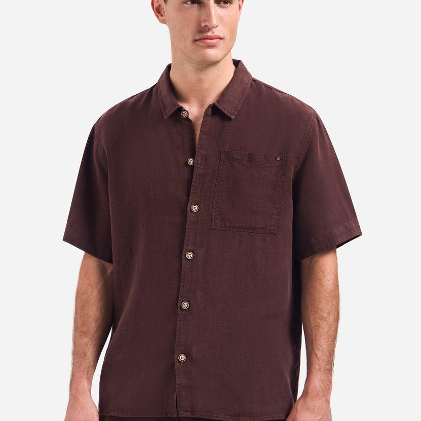 Shirt Short Sleeve With Linen, Garment Dyed