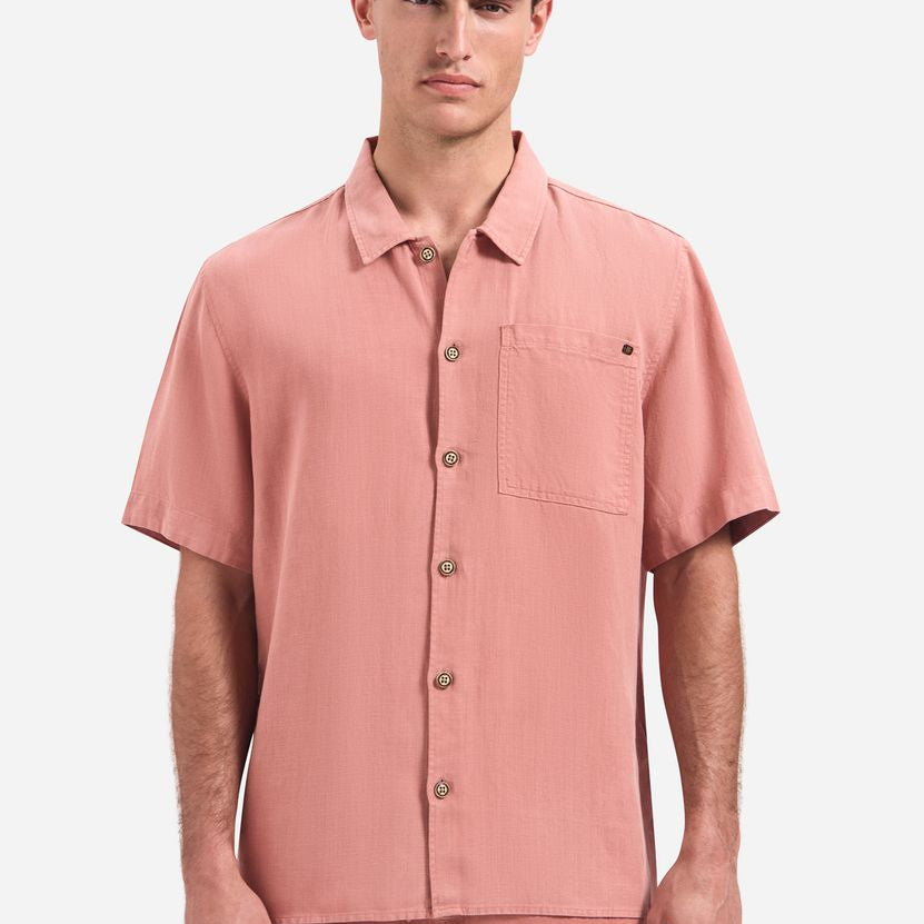 Shirt Short Sleeve With Linen, Garment Dyed