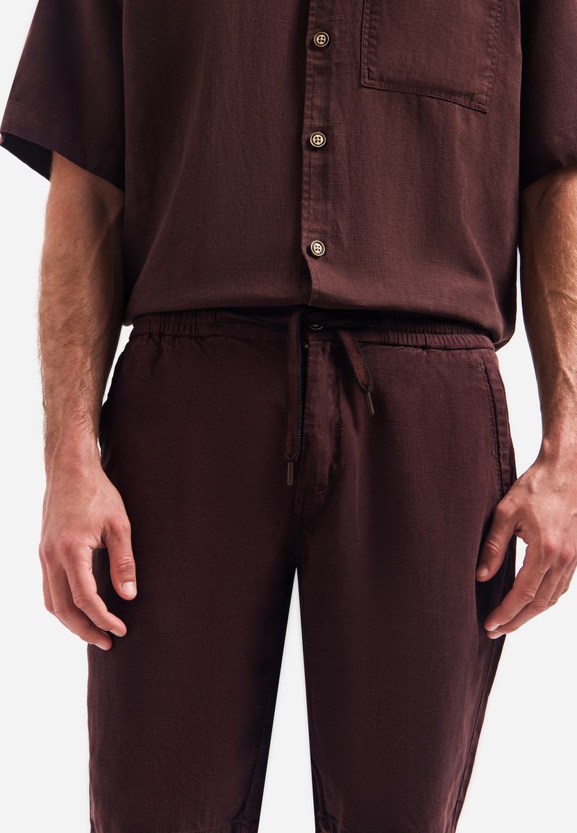 Short Chino With Linen, Garment Dyed