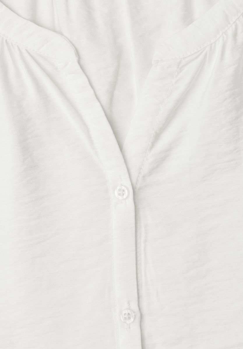 Kurzarm Bluse mit Split Neck und Knöpfen