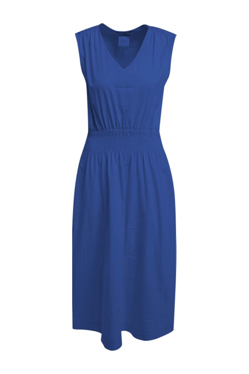 SLEEVLESS V-NECK DRESS W GATHERING