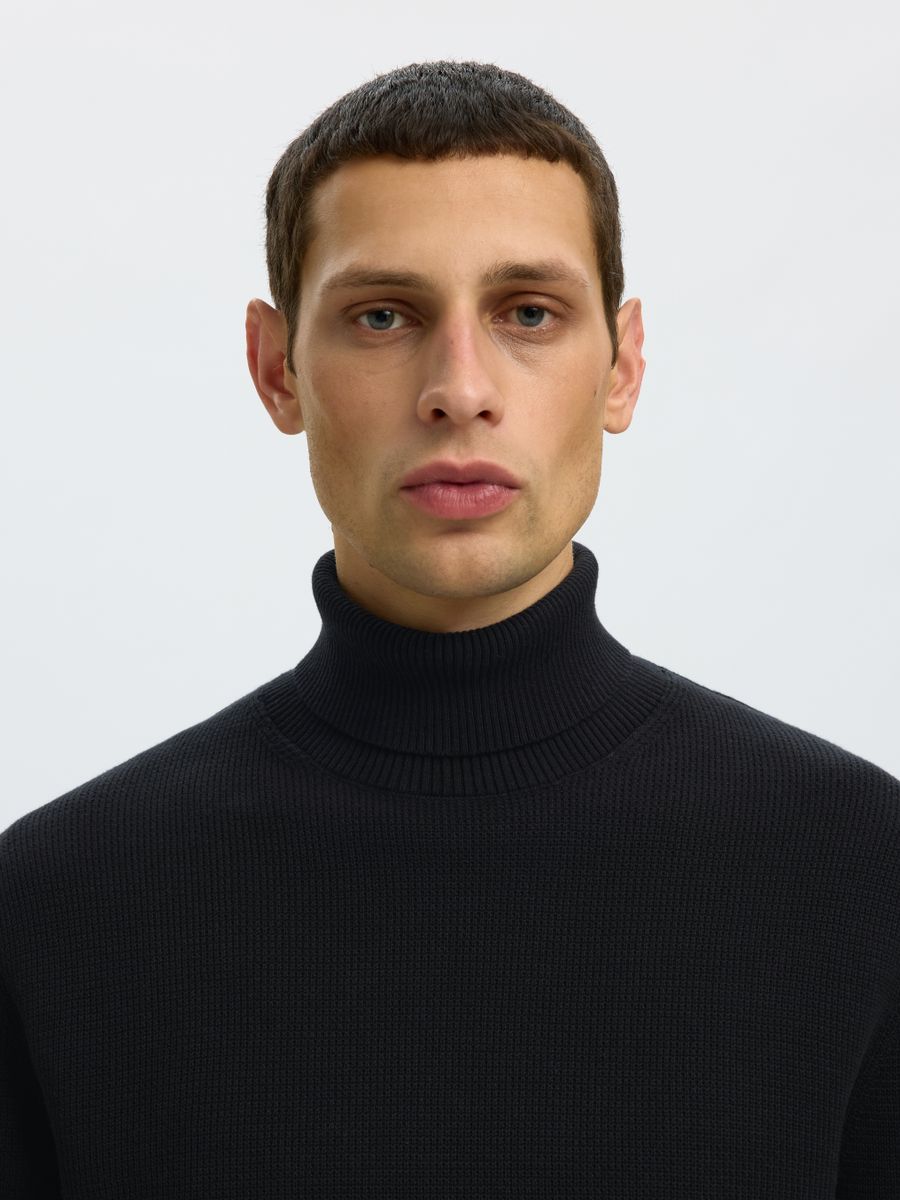 SLHDANE LS KNIT STRUCTURE ROLL NECK
