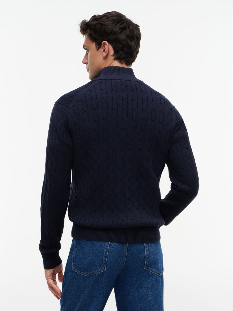 CLASSIC COTTON CABLE ZIP MOCK