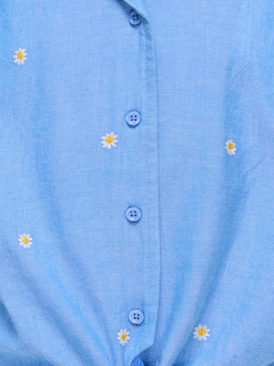 KOGMALOU SS EMB KNOT SHIRT WVN