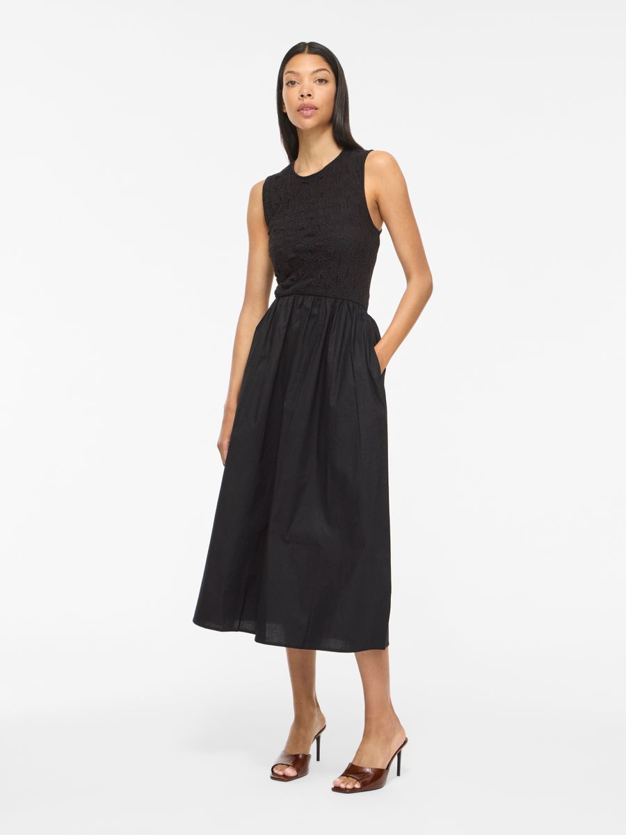VICARLA O-NECK S/L MIDI DRESS