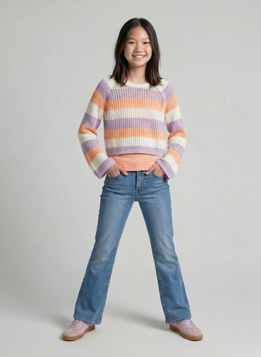 striped knit pullover