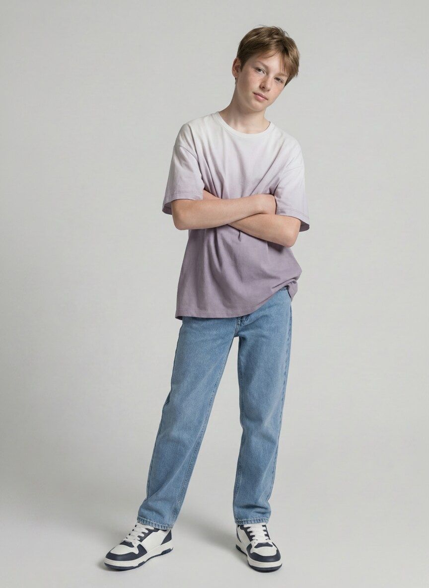 oversize printed dip dye t-shi