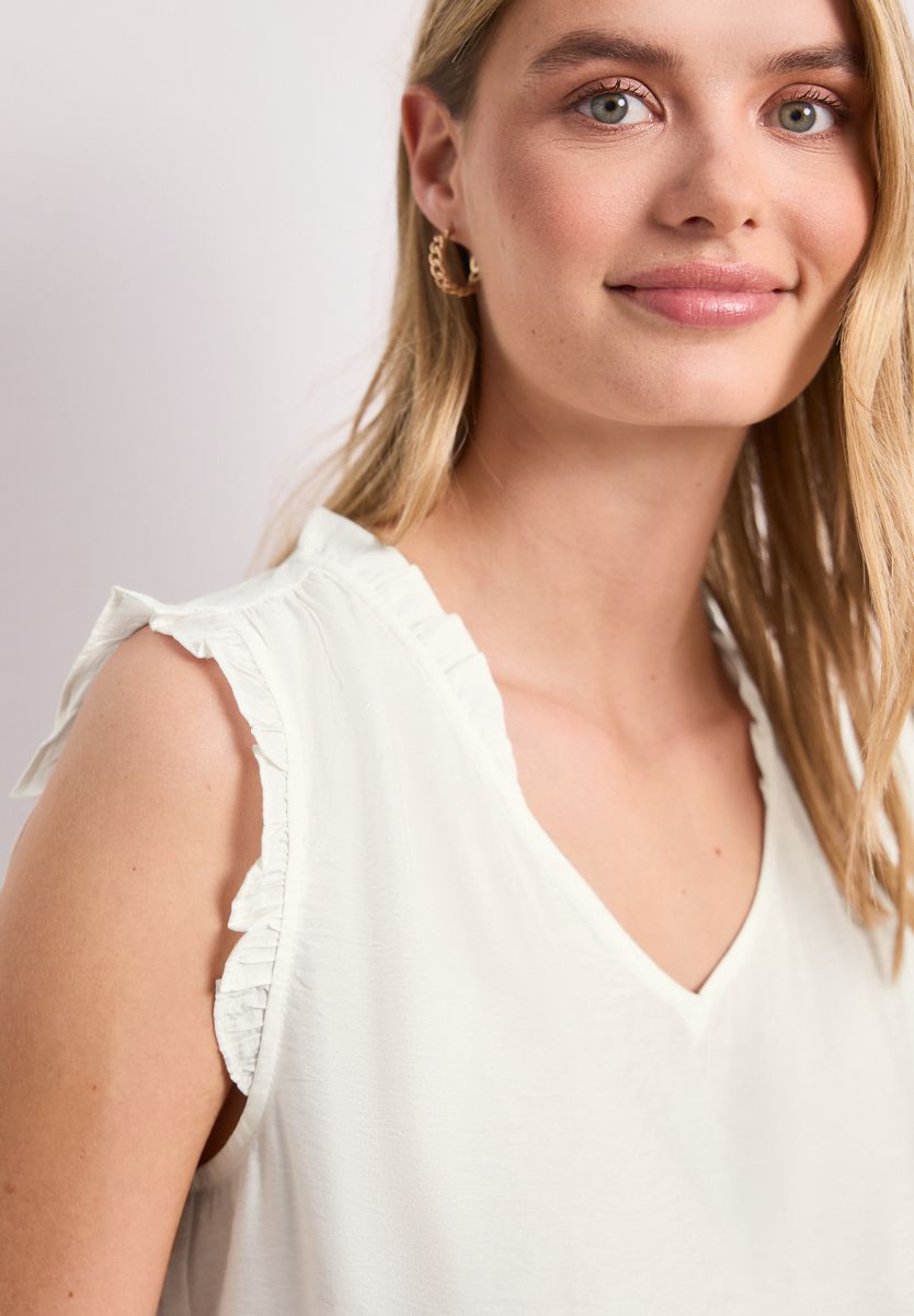 Blusentop mit V-Neck und Rüschen