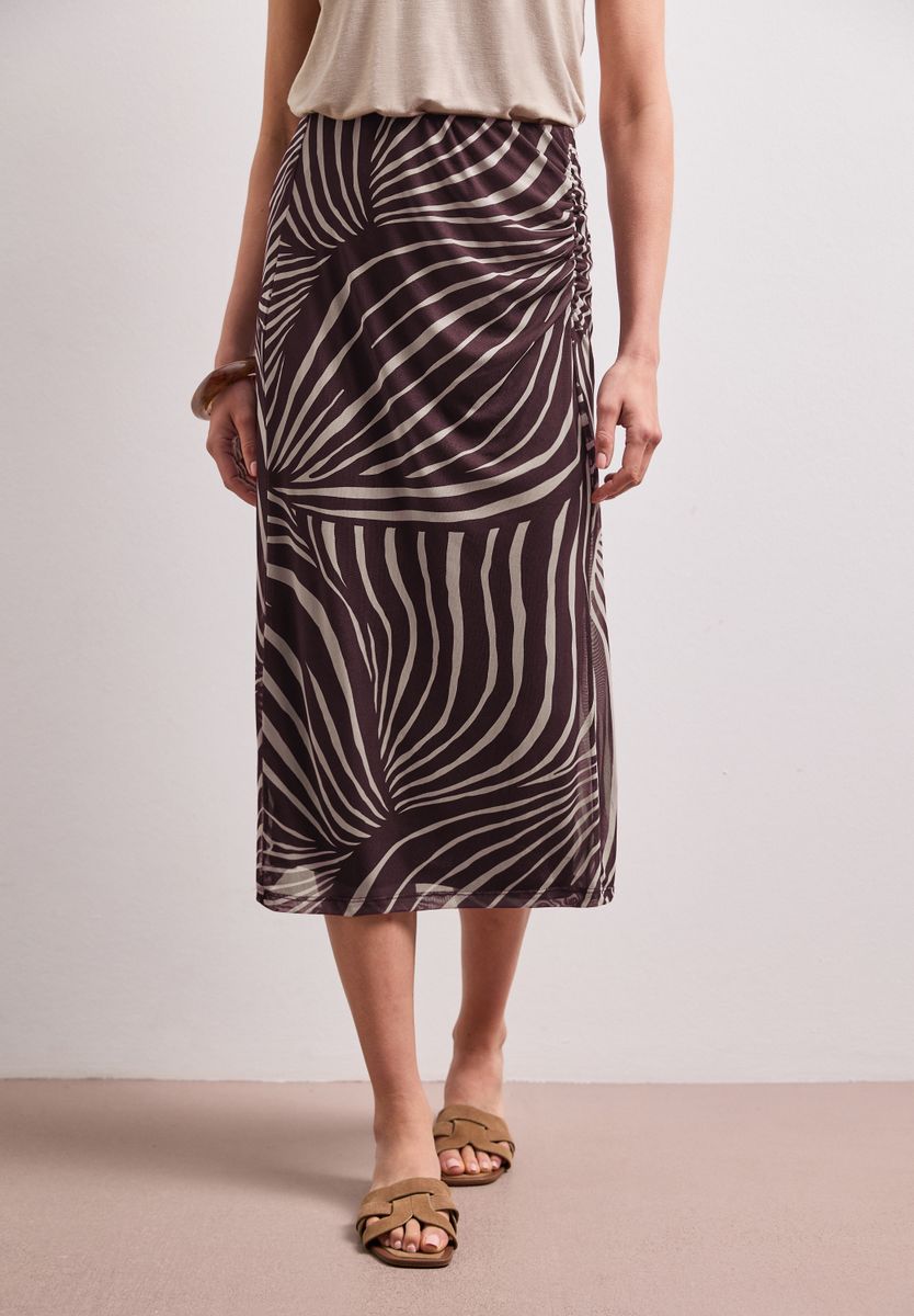 Midi-Rock aus Mesh mit Print