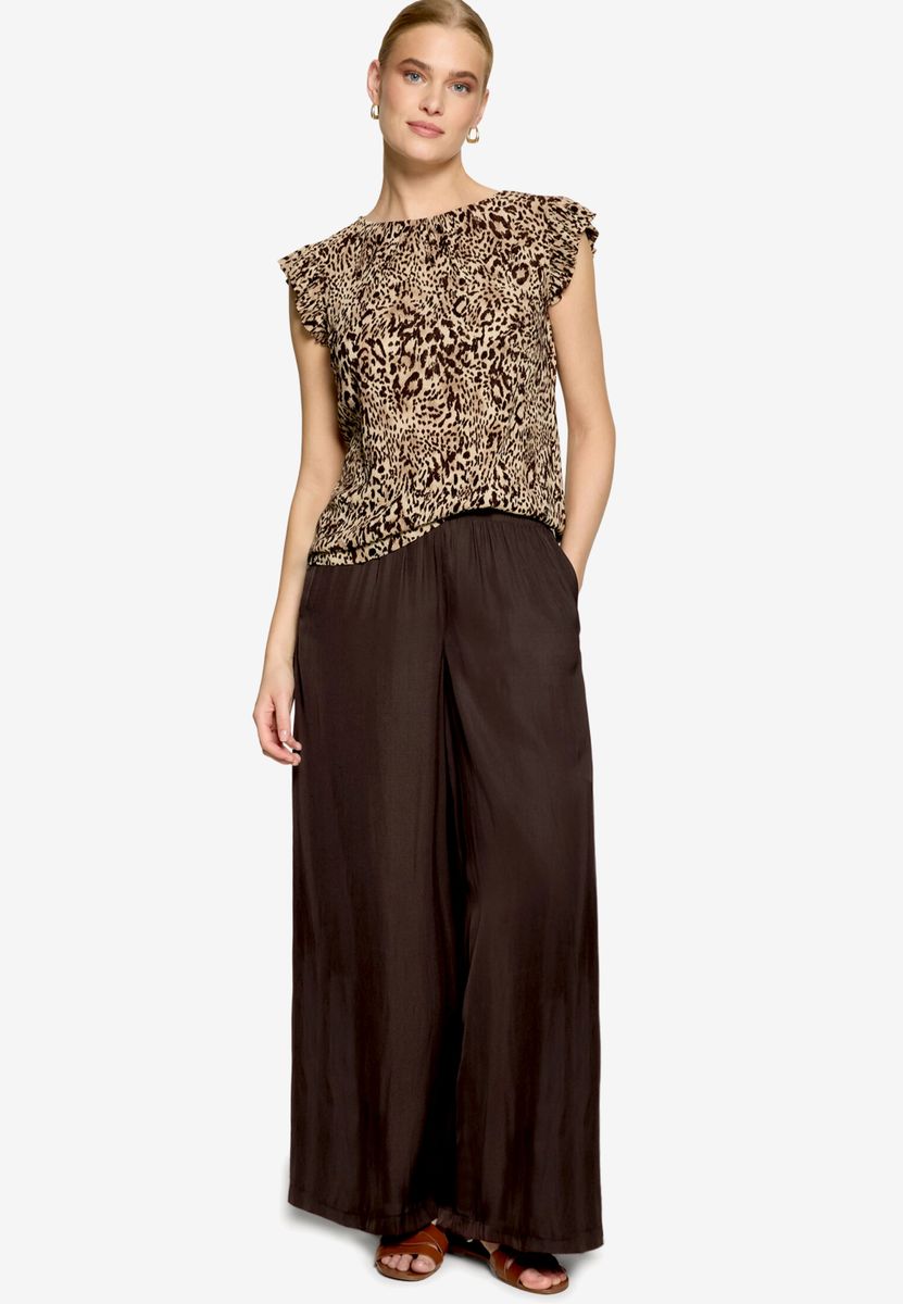 T-Shirt gerafft mit Leoprint