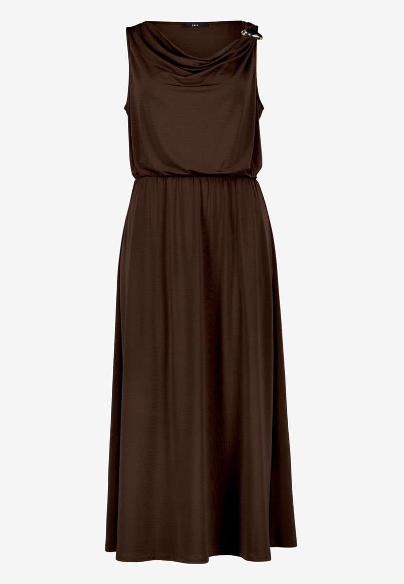 Midikleid tailliert mit Wasserfallausschnitt