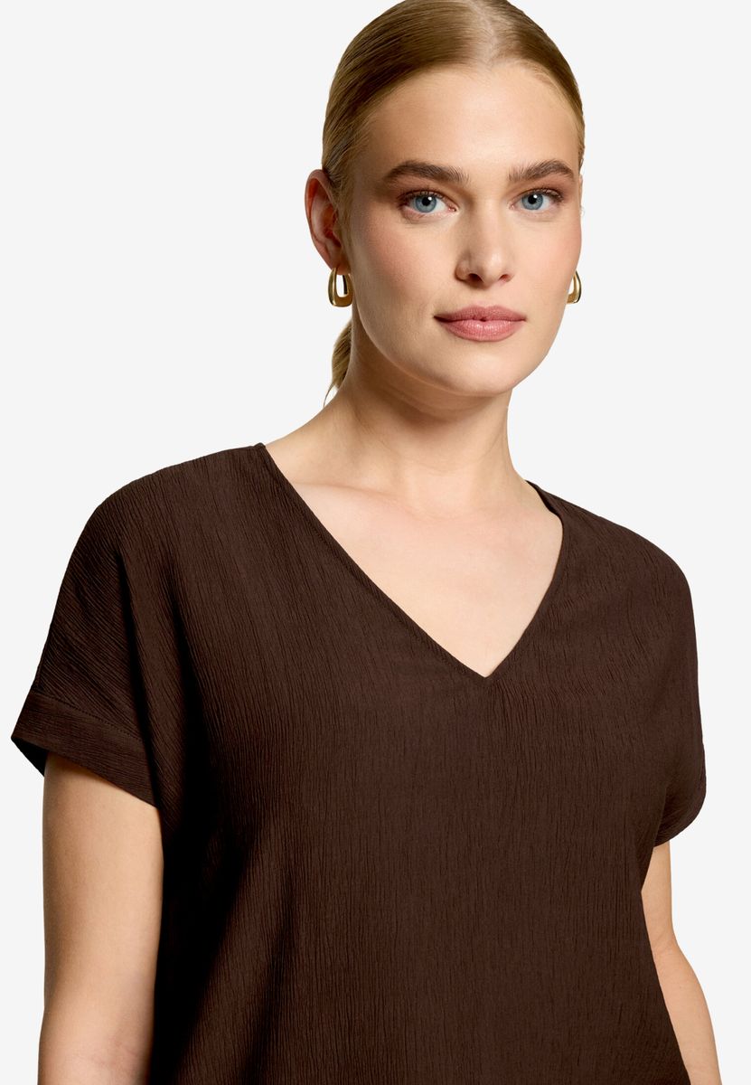 T-Shirt mit V-Ausschnitt und Bindedetail
