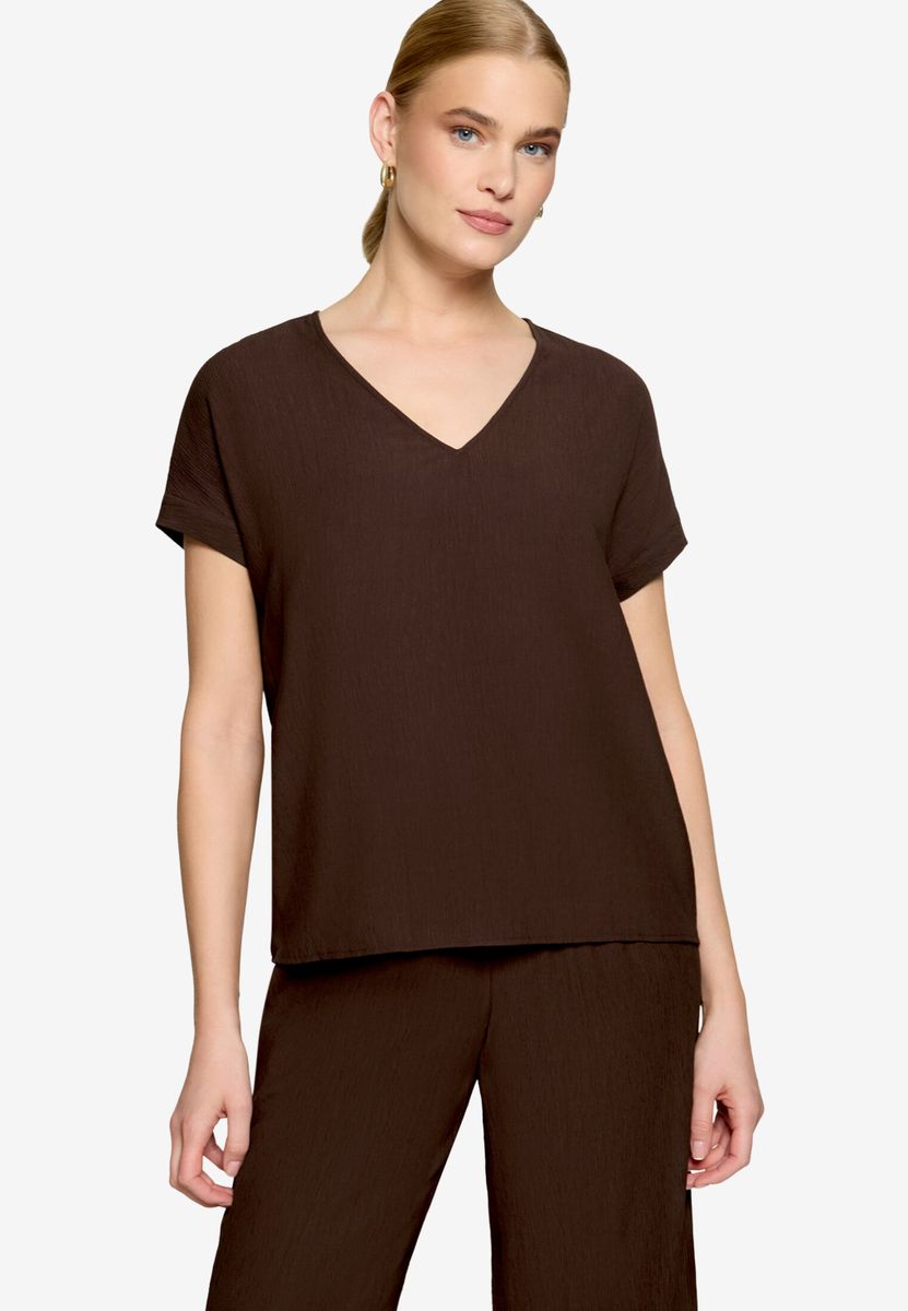 T-Shirt mit V-Ausschnitt und Bindedetail