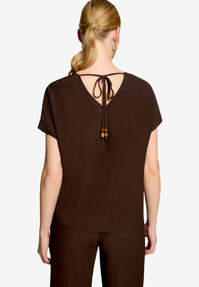 T-Shirt mit V-Ausschnitt und Bindedetail