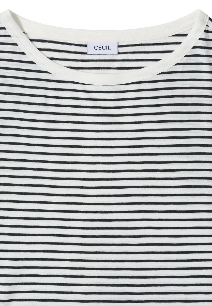 T-Shirt mit Boat Neck und Streifen