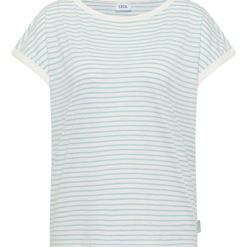 T-Shirt mit Boat Neck und Streifen