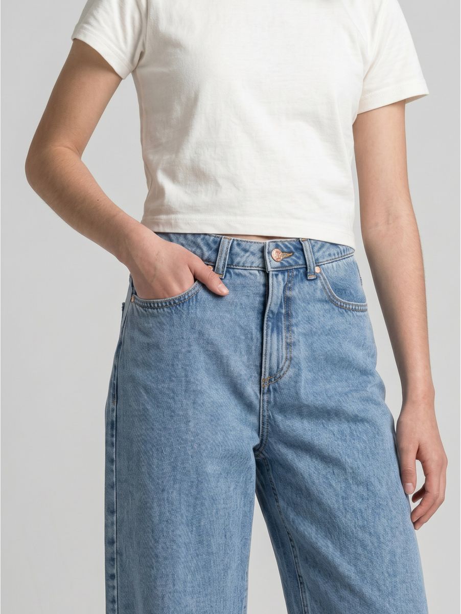 wide leg denim pants