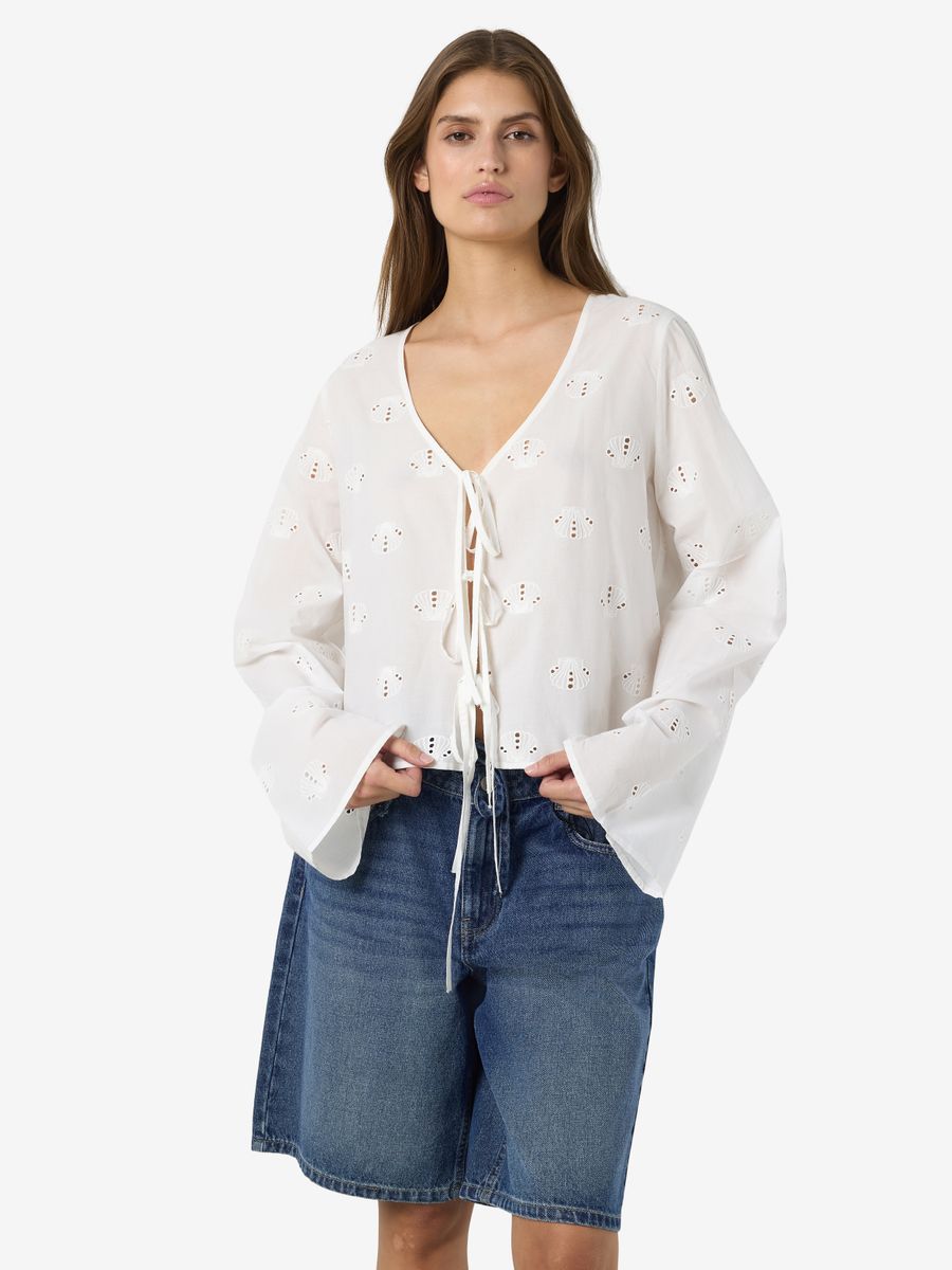 NMASHLEY L/S TIE V-NECK SHIRT WVN