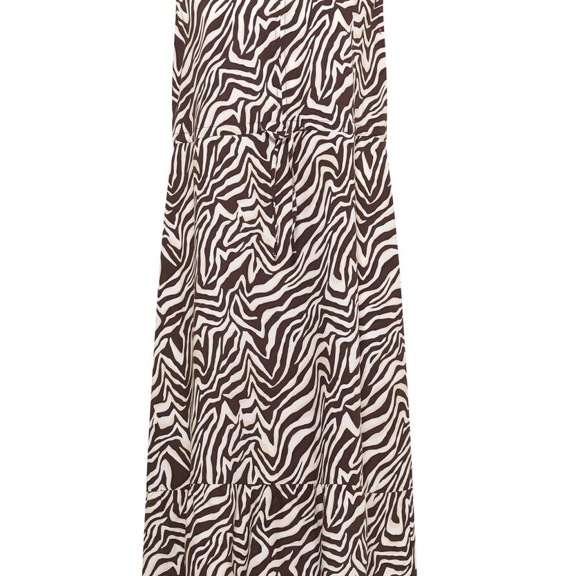 Midikleid mit V-Neck und Zebraprint