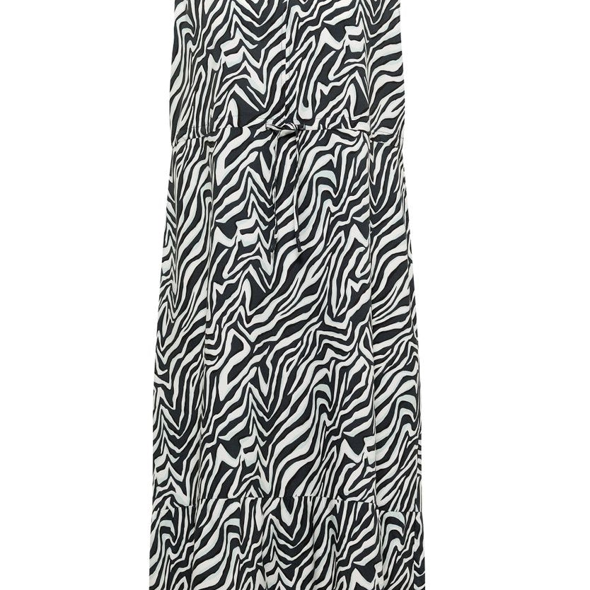 Midikleid mit V-Neck und Zebraprint