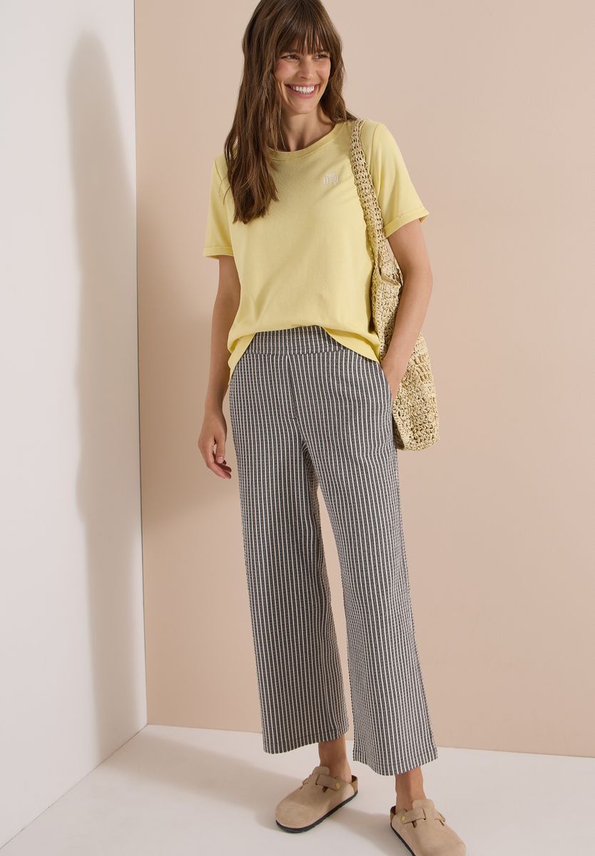 Wide Leg Hose in Seersucker-Qualität
