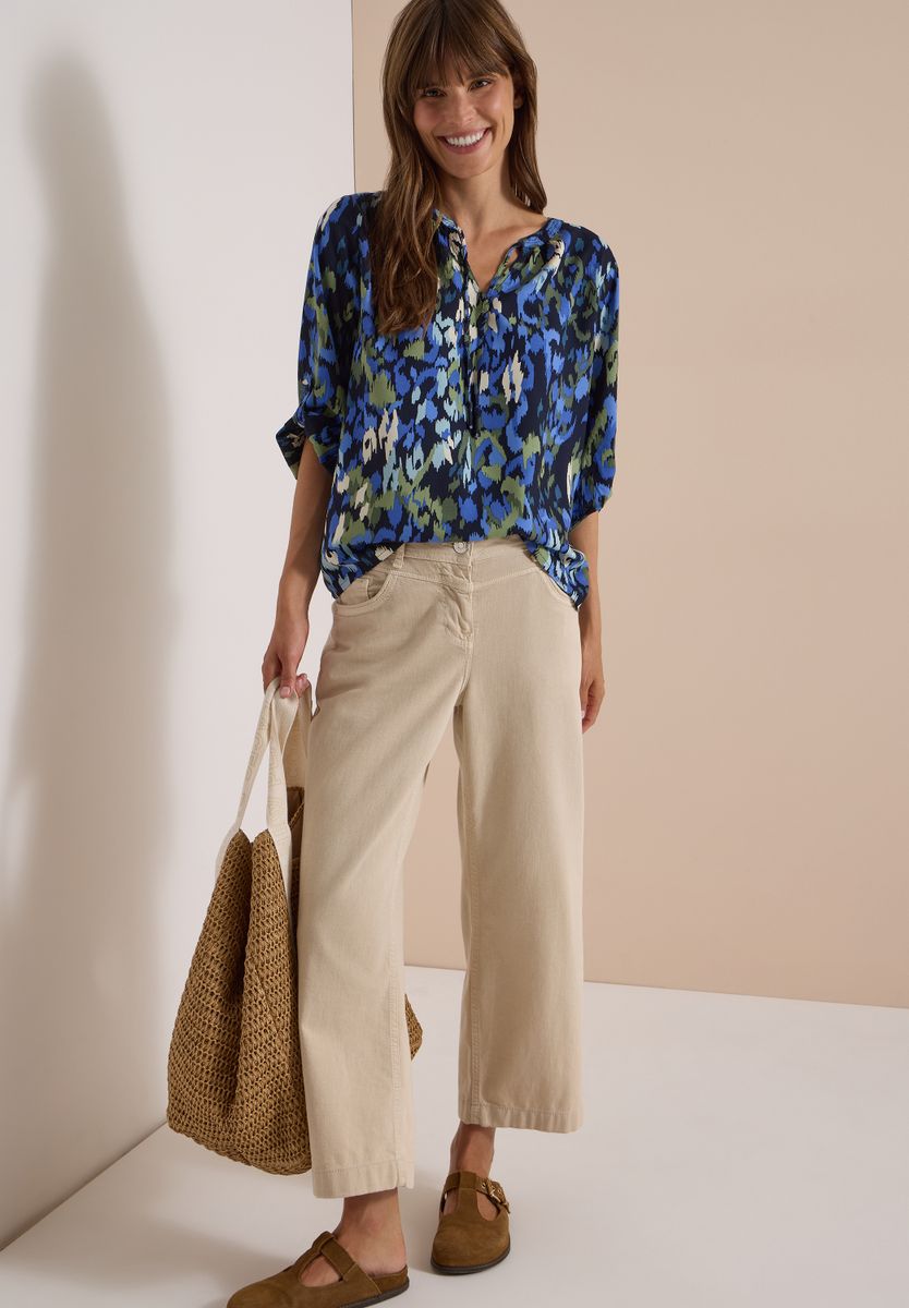 3/4-Arm Bluse mit Turn-Up und Print