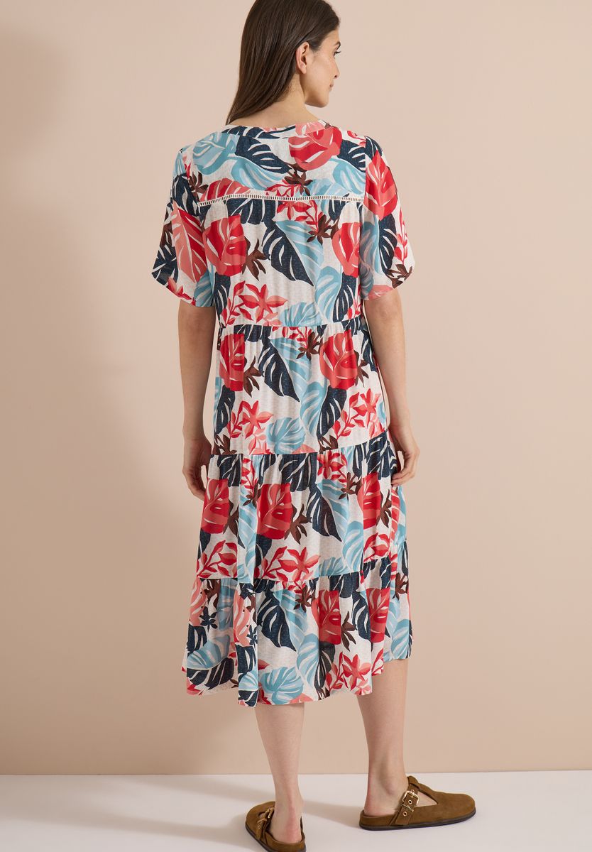Midikleid mit Split Neck und Print