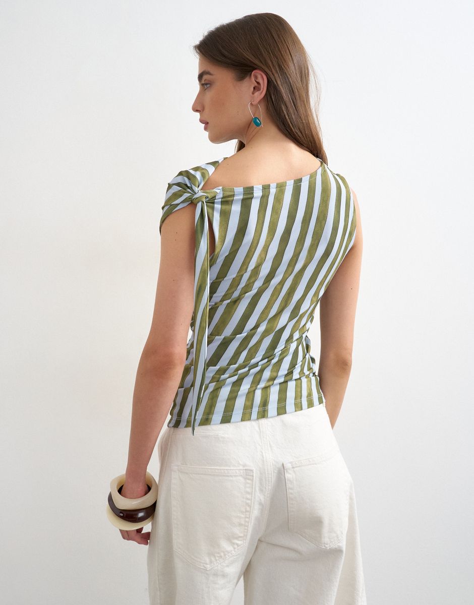 TSRIKKE STRIPED KNIT SHOULDER TOP JRS