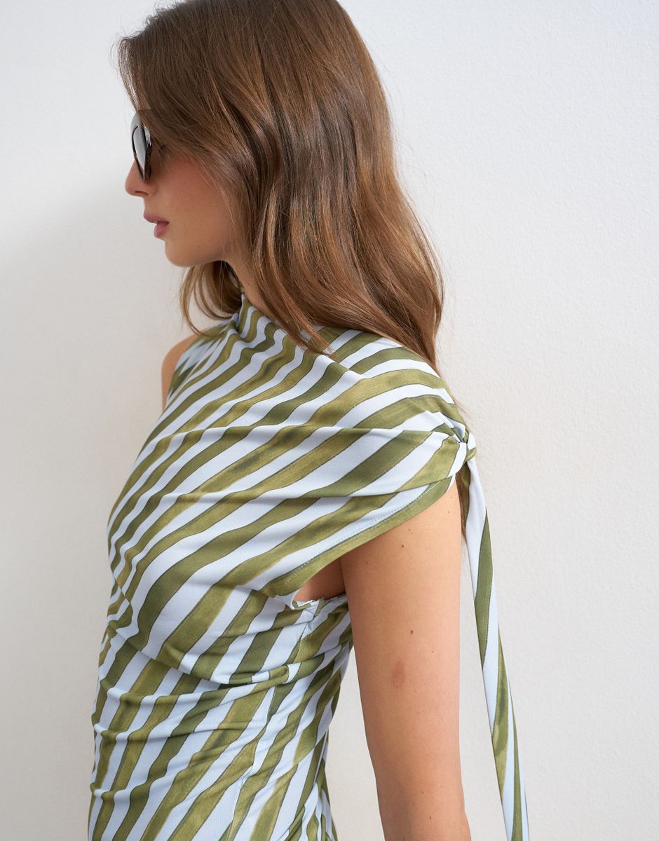 TSRIKKE STRIPED KNIT SHOULDER TOP JRS