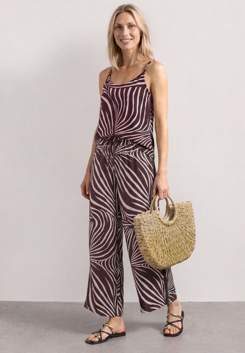 Wide Leg Hose mit Print und Gallonstreifen