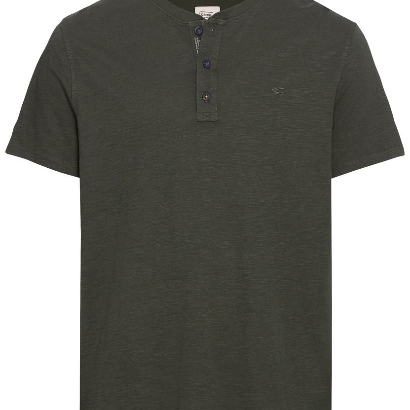 Kurzarm Henley-Shirt mit geripptem Kragen
