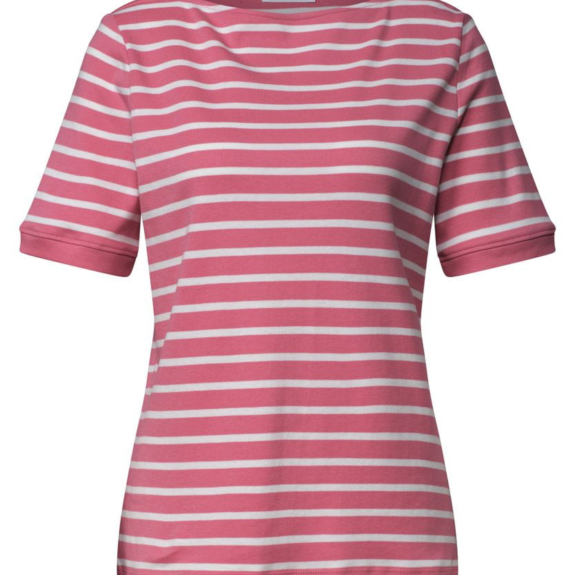 T-Shirt mit Boat Neck und Streifen
