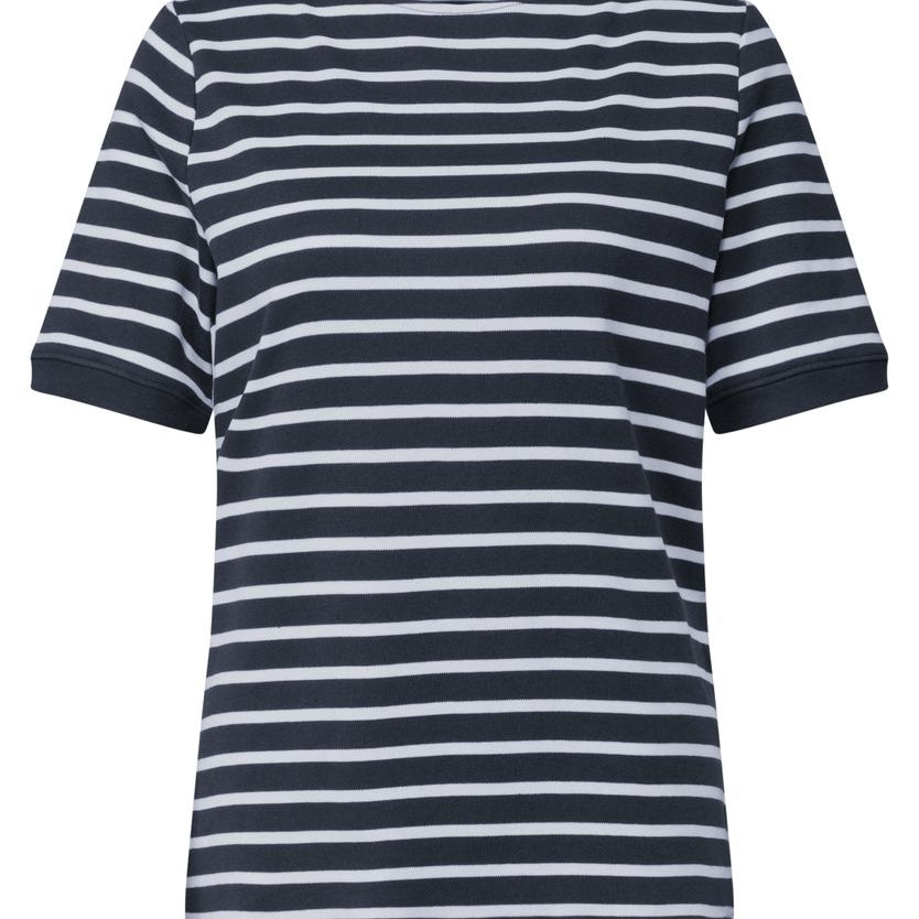 T-Shirt mit Boat Neck und Streifen