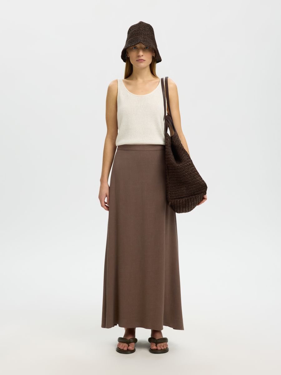 SLWVIVA HW ANKLE LINEN BLEND SKIRT