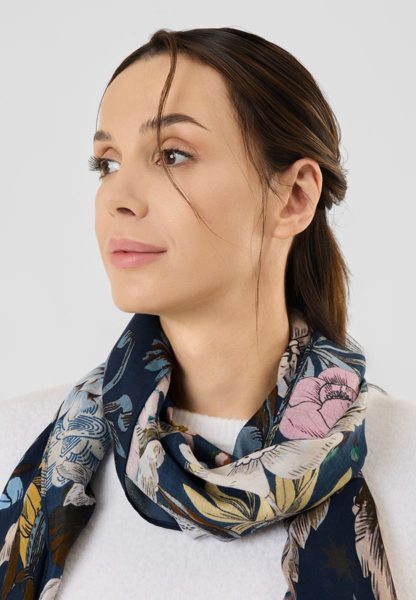 Schal aus Viskose mit Blumen-Muster