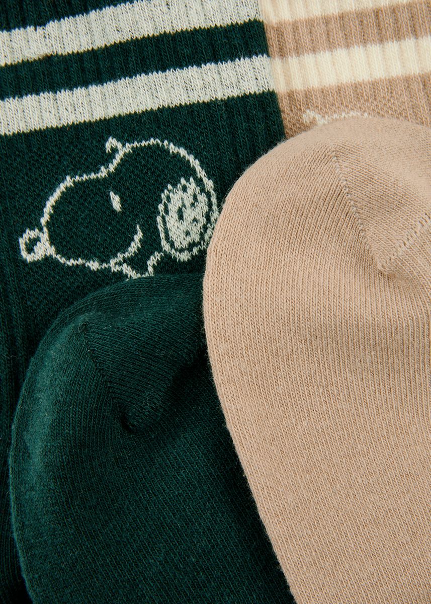 2 Paar Jacquard Socken (3er-Pack) aus Baumwollmischung mit Snoopy-Motiv