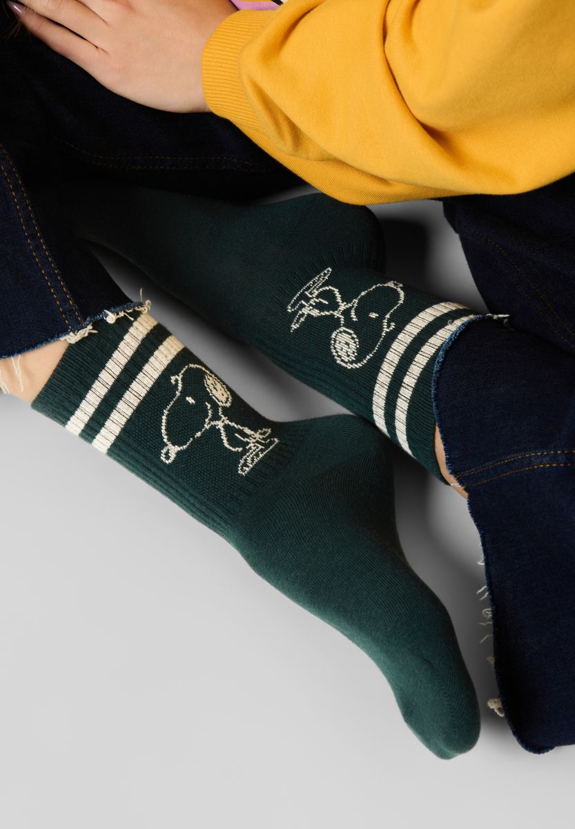 2 Paar Jacquard Socken (3er-Pack) aus Baumwollmischung mit Snoopy-Motiv