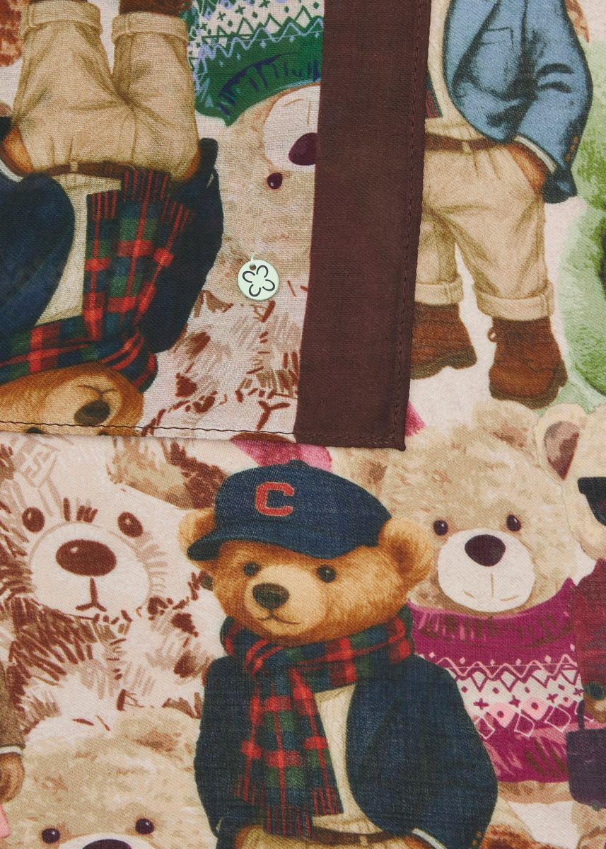Schal aus Viskose mit Teddy-Bär-Motiven