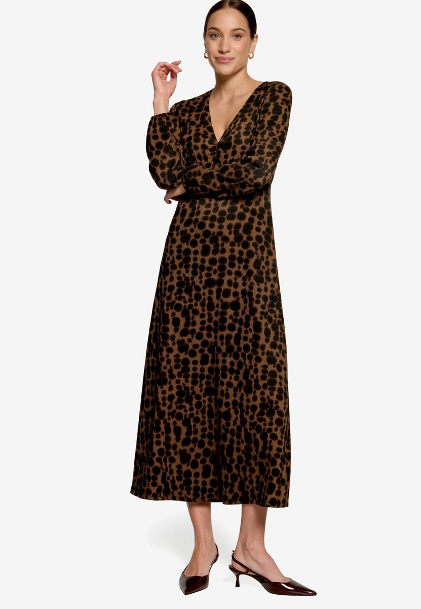 Gemustertes Maxikleid mit V-Ausschnitt
