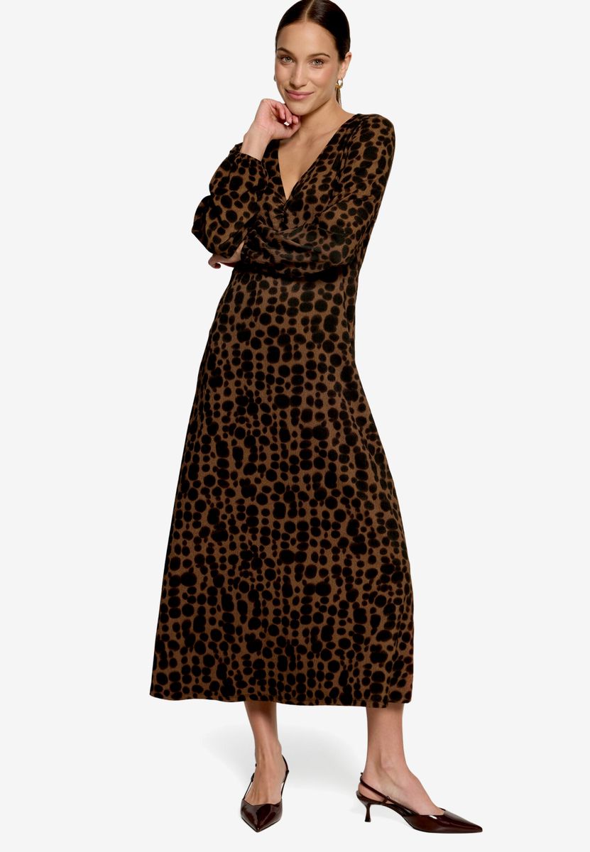 Gemustertes Maxikleid mit V-Ausschnitt