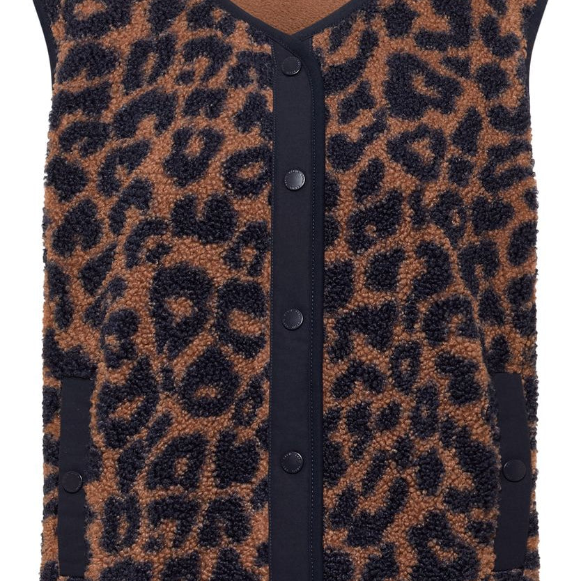 Teddy-Weste mit Softshelldetails und Leo-Muster