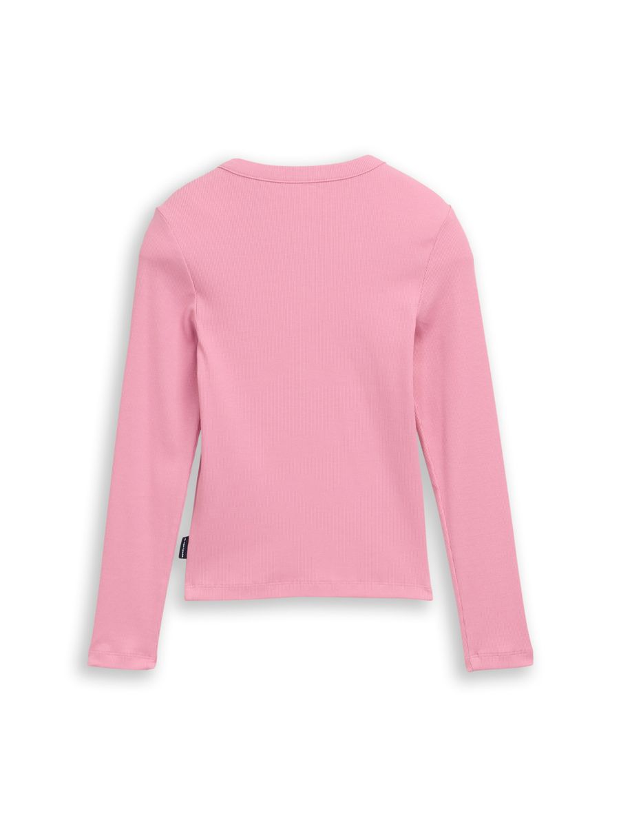 Henley Langarmshirt mit Rippstruktur