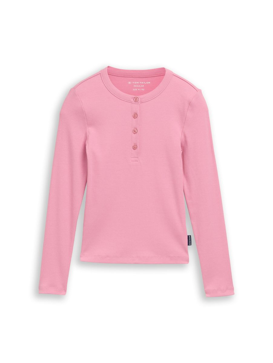 Henley Langarmshirt mit Rippstruktur