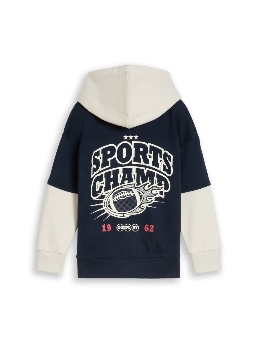Oversize Hoodie Sweatshirt im 2-in-1-Look mit Rückenprint